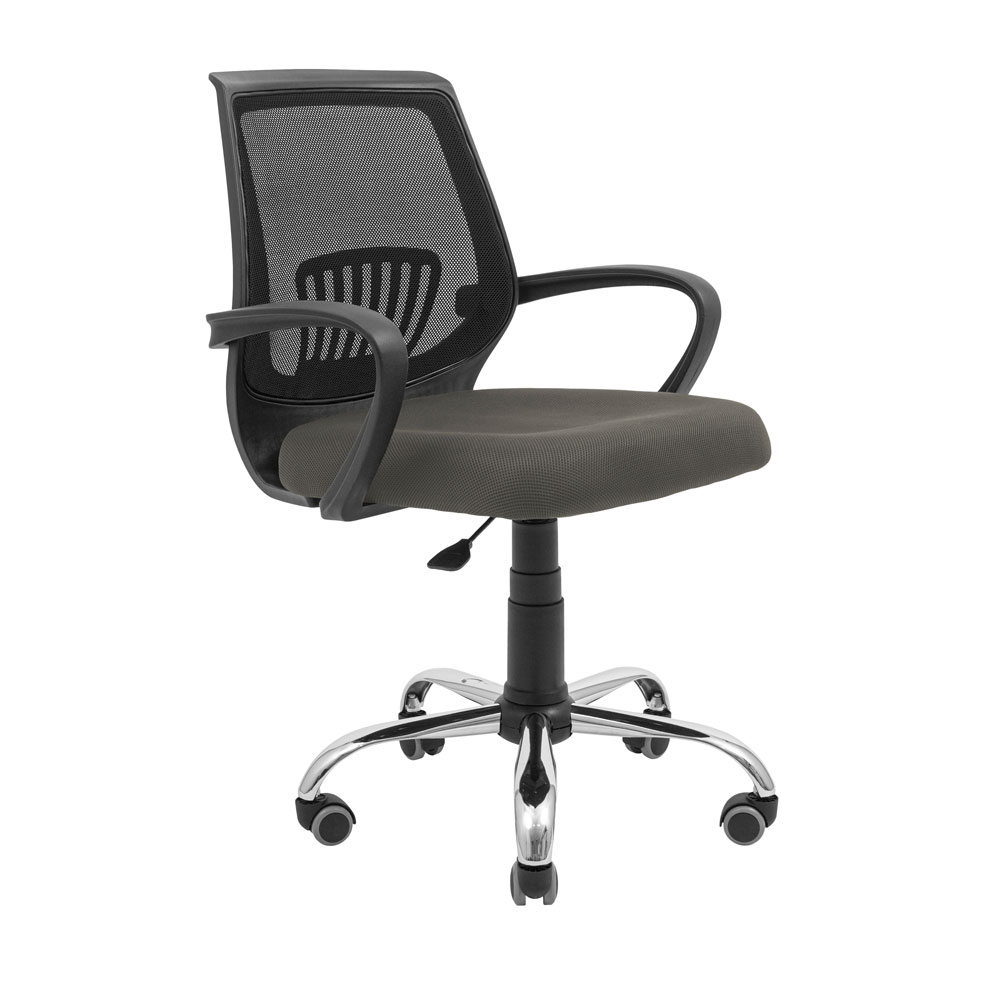 Крісло комп'ютерне Richman Стар Хром Сітка чорна + сіра